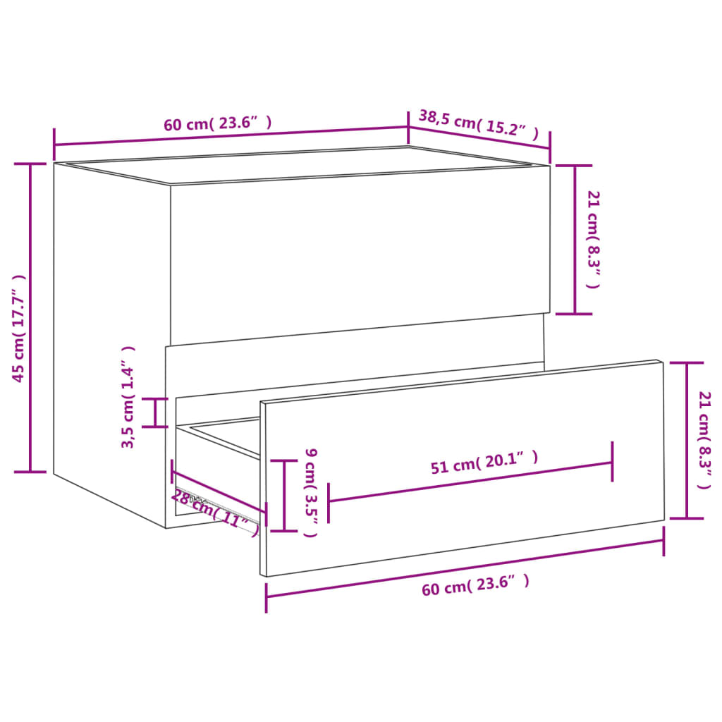 Grey Sonoma Engineered Wood Sink Cabinet - 60x38.5x45 cm