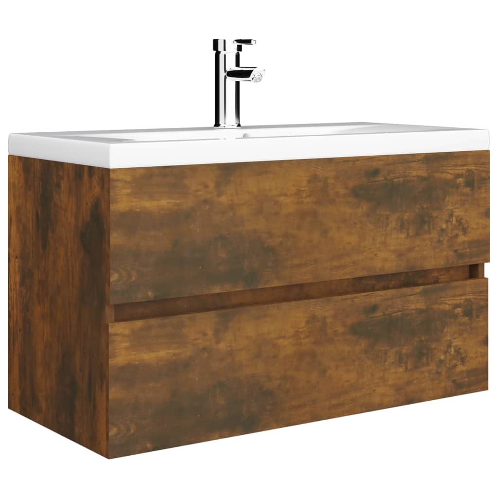 Smoked Oak Engineered Wood Sink Cabinet 80x38.5x45 cm