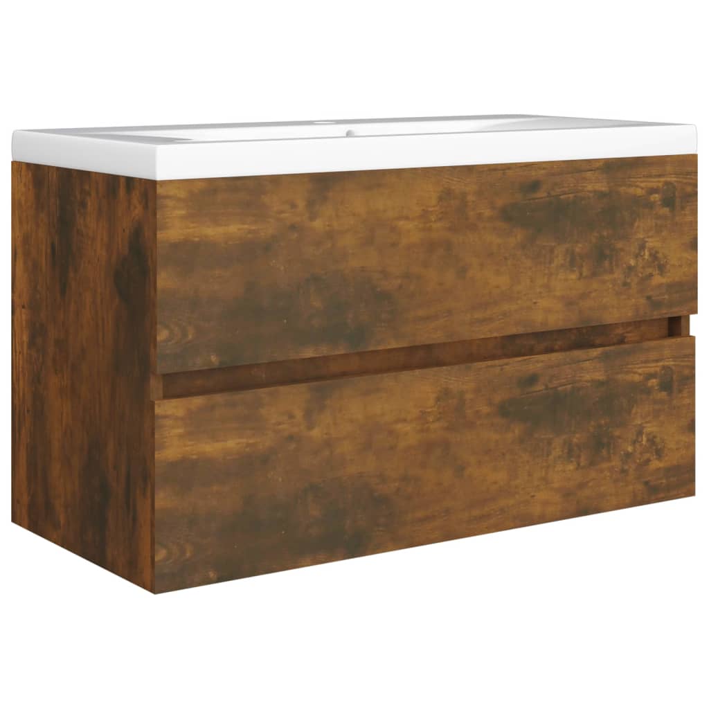 Smoked Oak Engineered Wood Sink Cabinet 80x38.5x45 cm