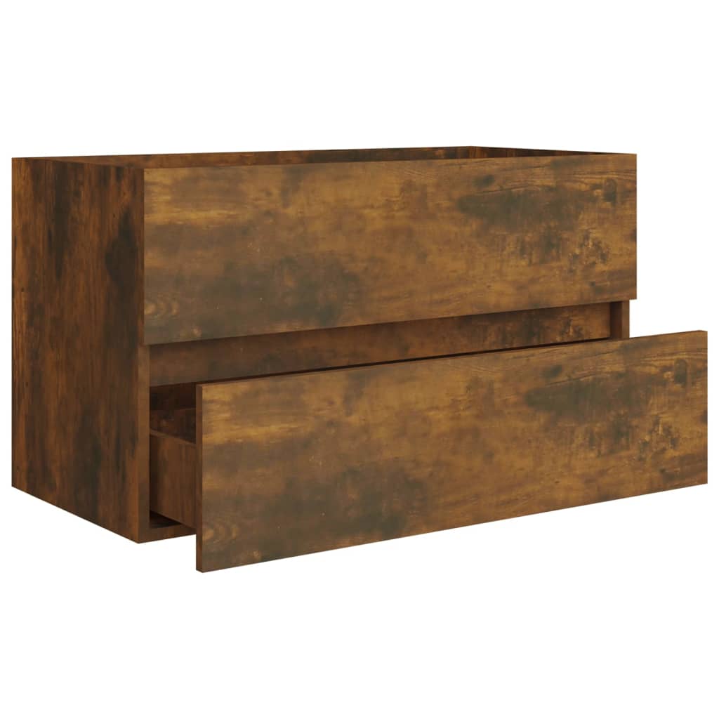 Smoked Oak Engineered Wood Sink Cabinet 80x38.5x45 cm