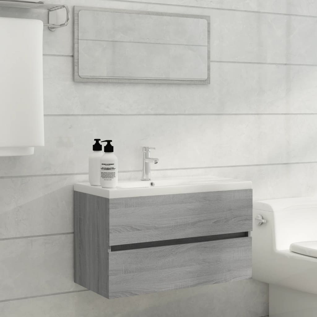 Grey Sonoma Engineered Wood Sink Cabinet, 80x38.5x45 cm