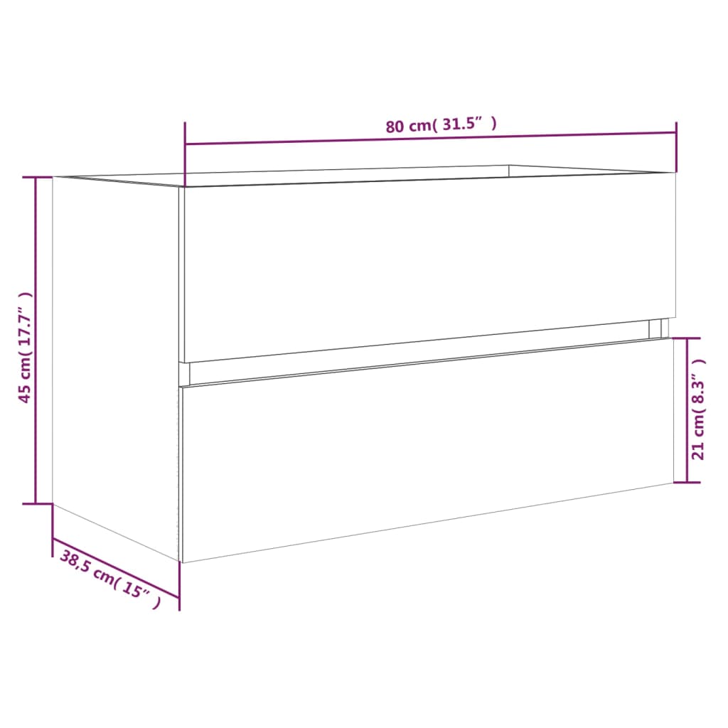 Grey Sonoma Engineered Wood Sink Cabinet, 80x38.5x45 cm