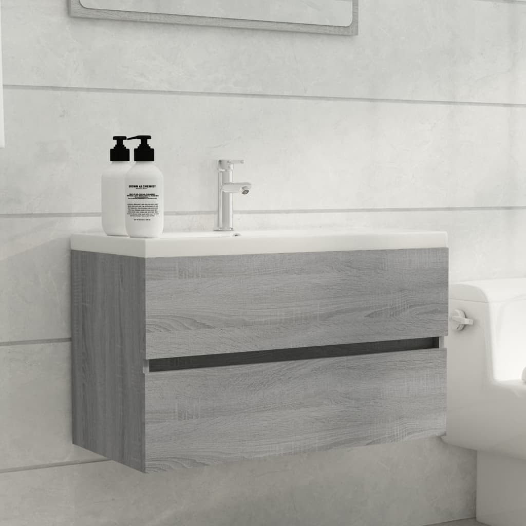 Grey Sonoma Engineered Wood Sink Cabinet, 80x38.5x45 cm