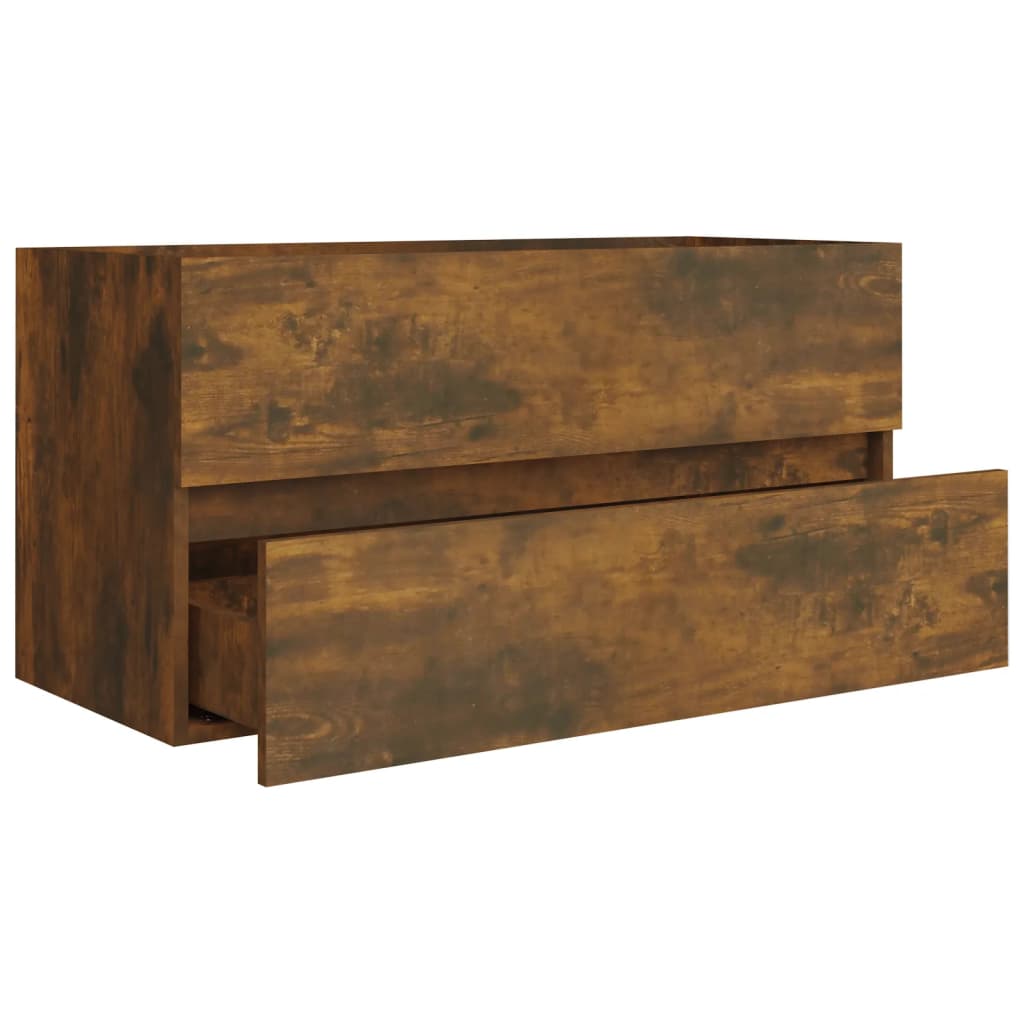 Smoked Oak Sink Cabinet 90x38.5x45 cm - Engineered Wood
