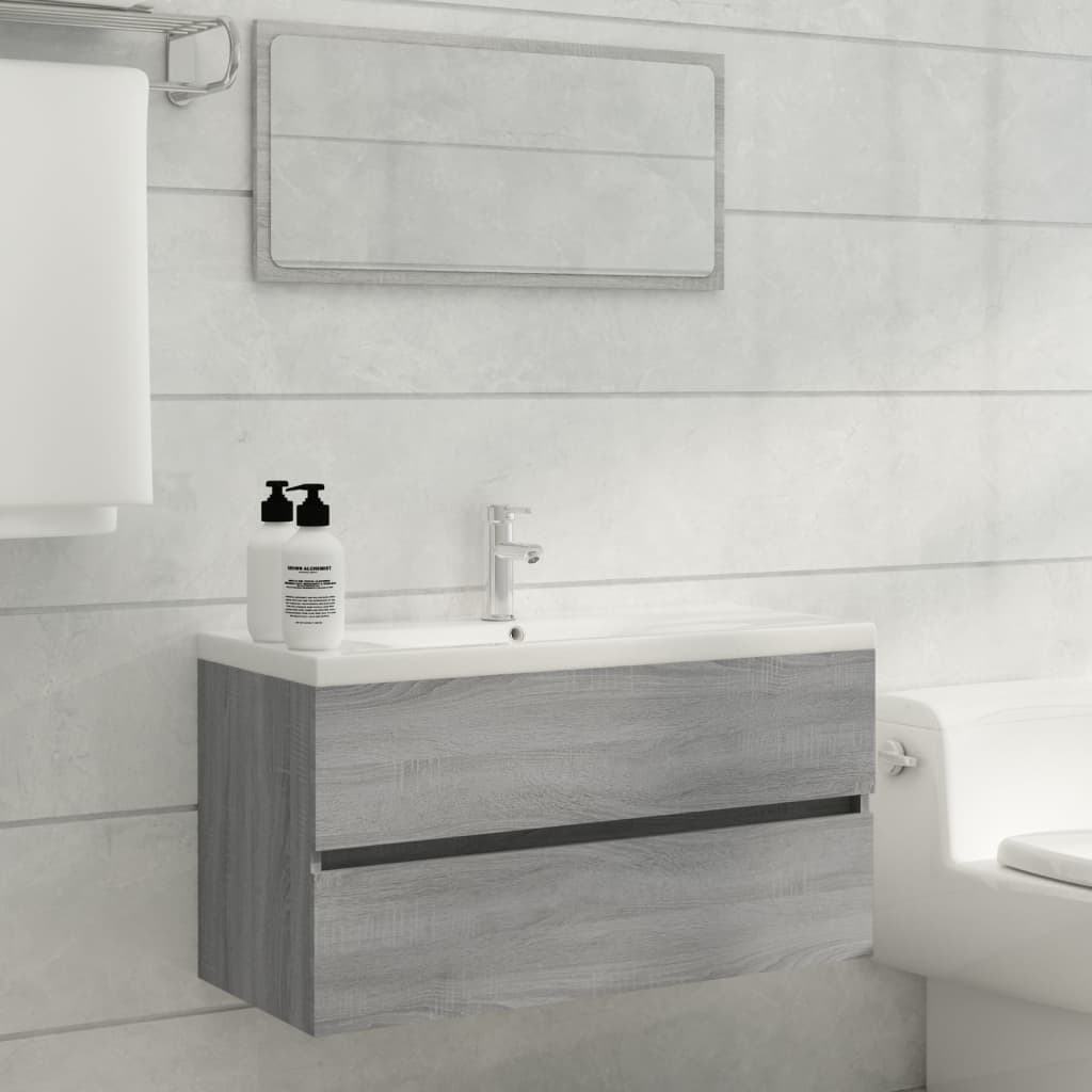 Grey Sonoma Engineered Wood Sink Cabinet 90x38.5x45 cm