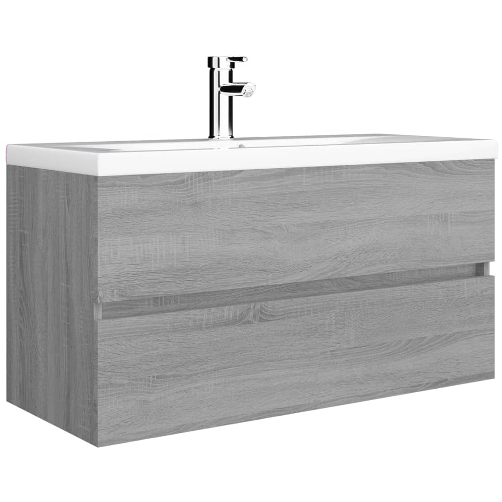 Grey Sonoma Engineered Wood Sink Cabinet 90x38.5x45 cm