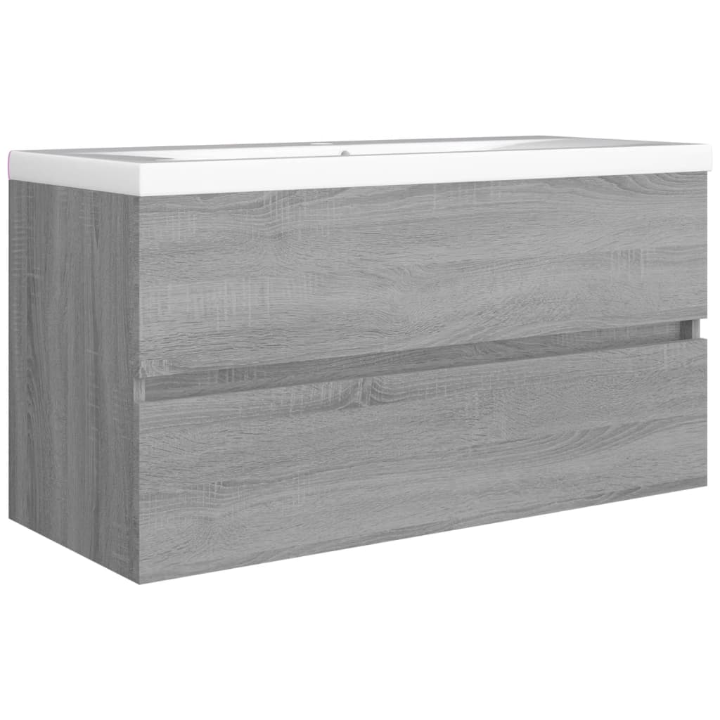 Grey Sonoma Engineered Wood Sink Cabinet 90x38.5x45 cm