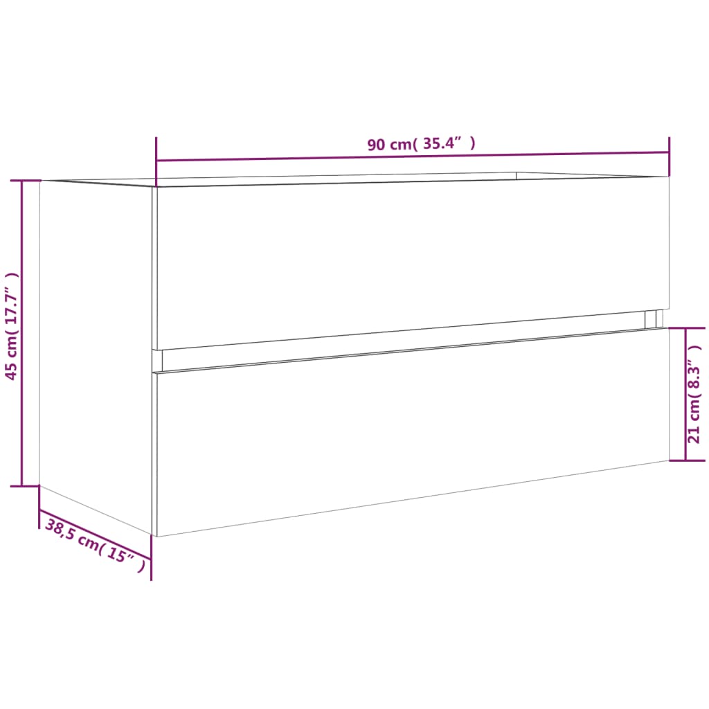 Grey Sonoma Engineered Wood Sink Cabinet 90x38.5x45 cm