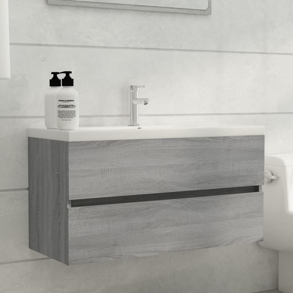 Grey Sonoma Engineered Wood Sink Cabinet 90x38.5x45 cm