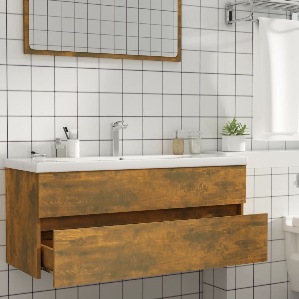 Smoked Oak Engineered Wood Sink Cabinet 100x38.5x45 cm