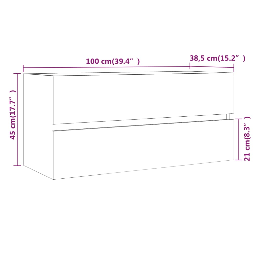 Smoked Oak Engineered Wood Sink Cabinet 100x38.5x45 cm