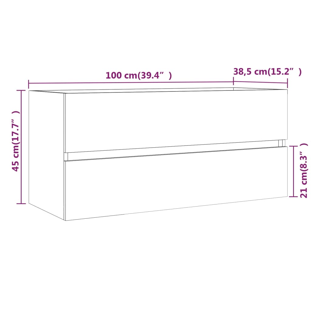 Brown Oak Engineered Wood Sink Cabinet 100x38.5x45 cm