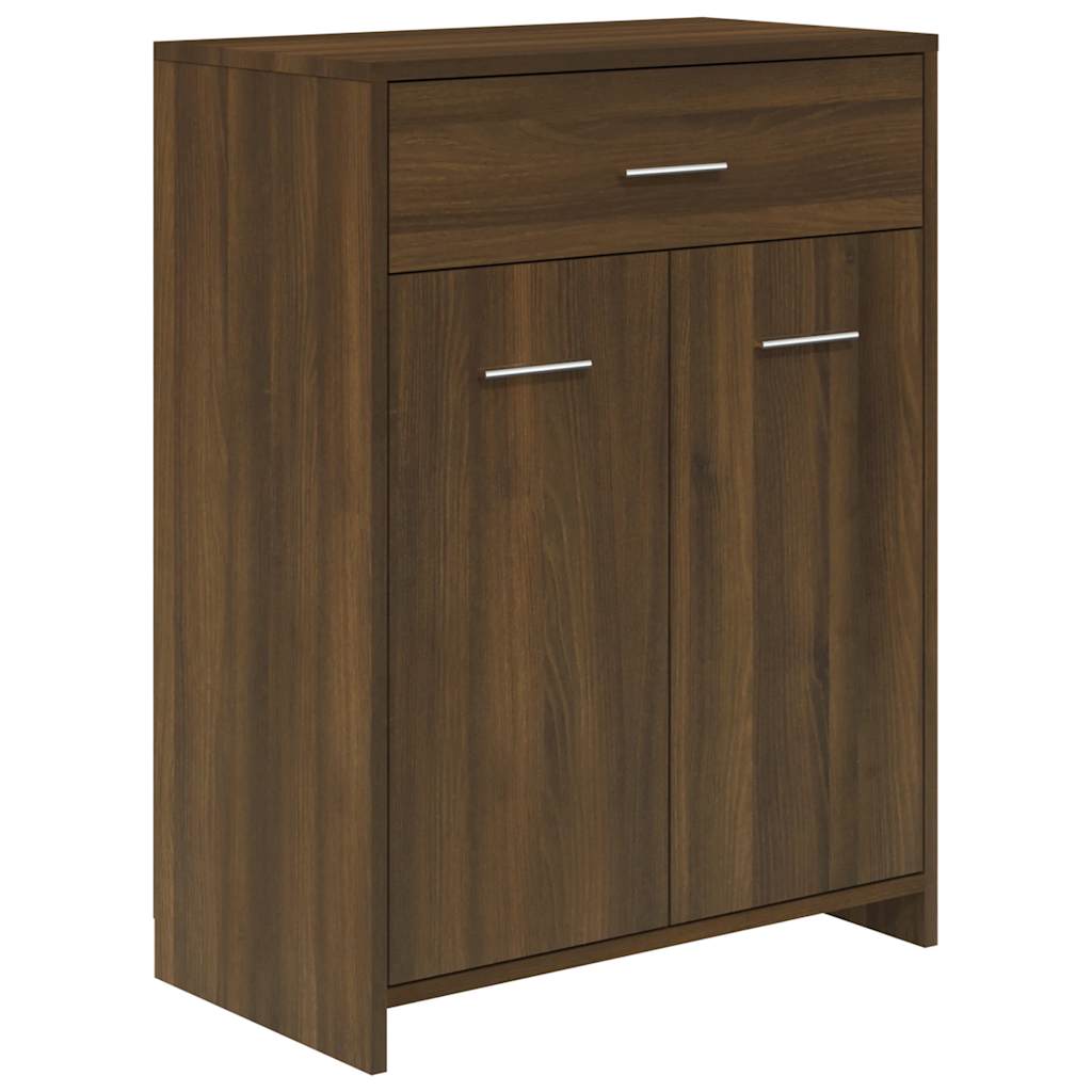 Brown Oak Bathroom Cabinet - Engineered Wood 60x33x80cm