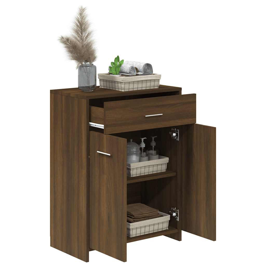 Brown Oak Bathroom Cabinet - Engineered Wood 60x33x80cm