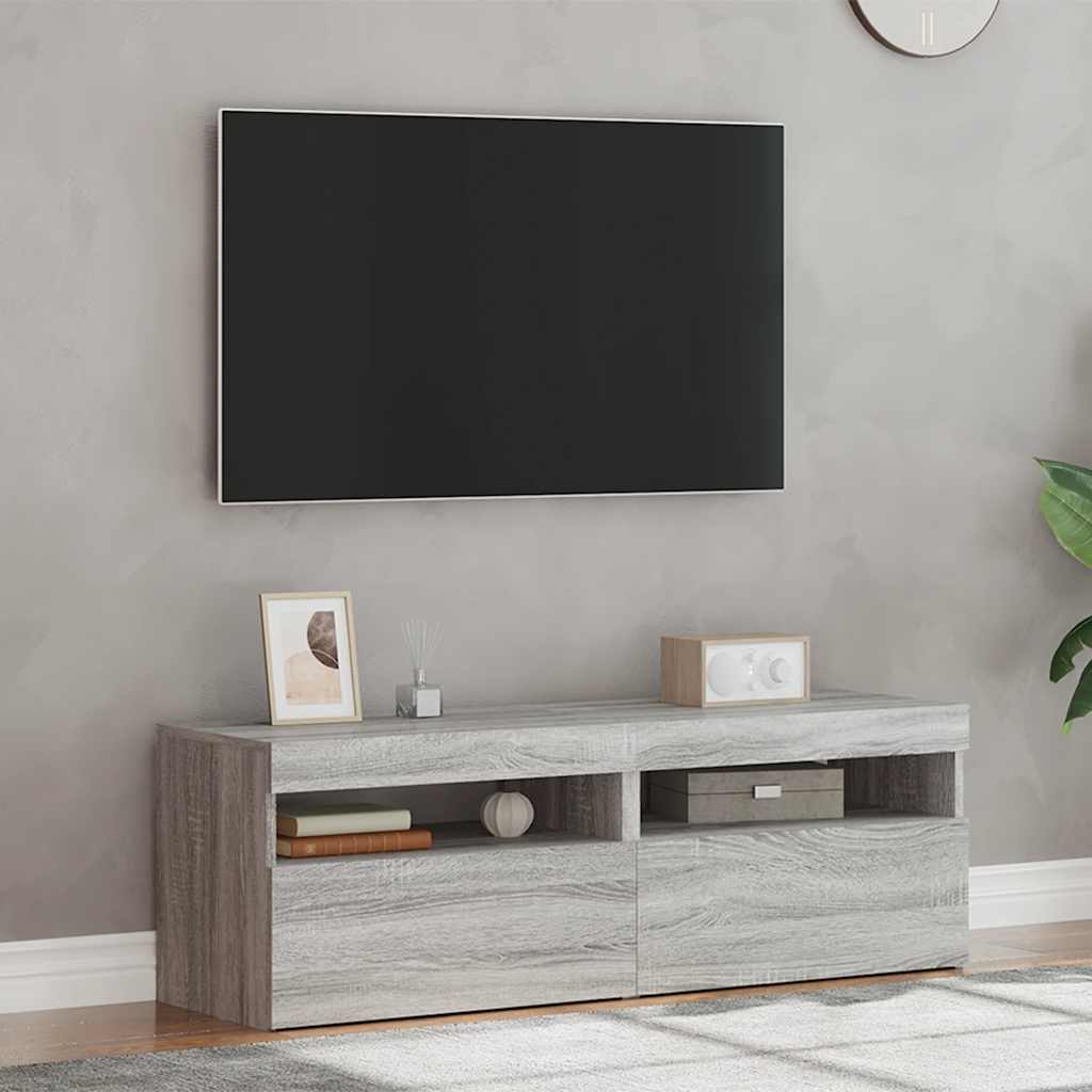 TV Cabinets 2 pcs with LED Lights Grey Sonoma 60x35x40 cm