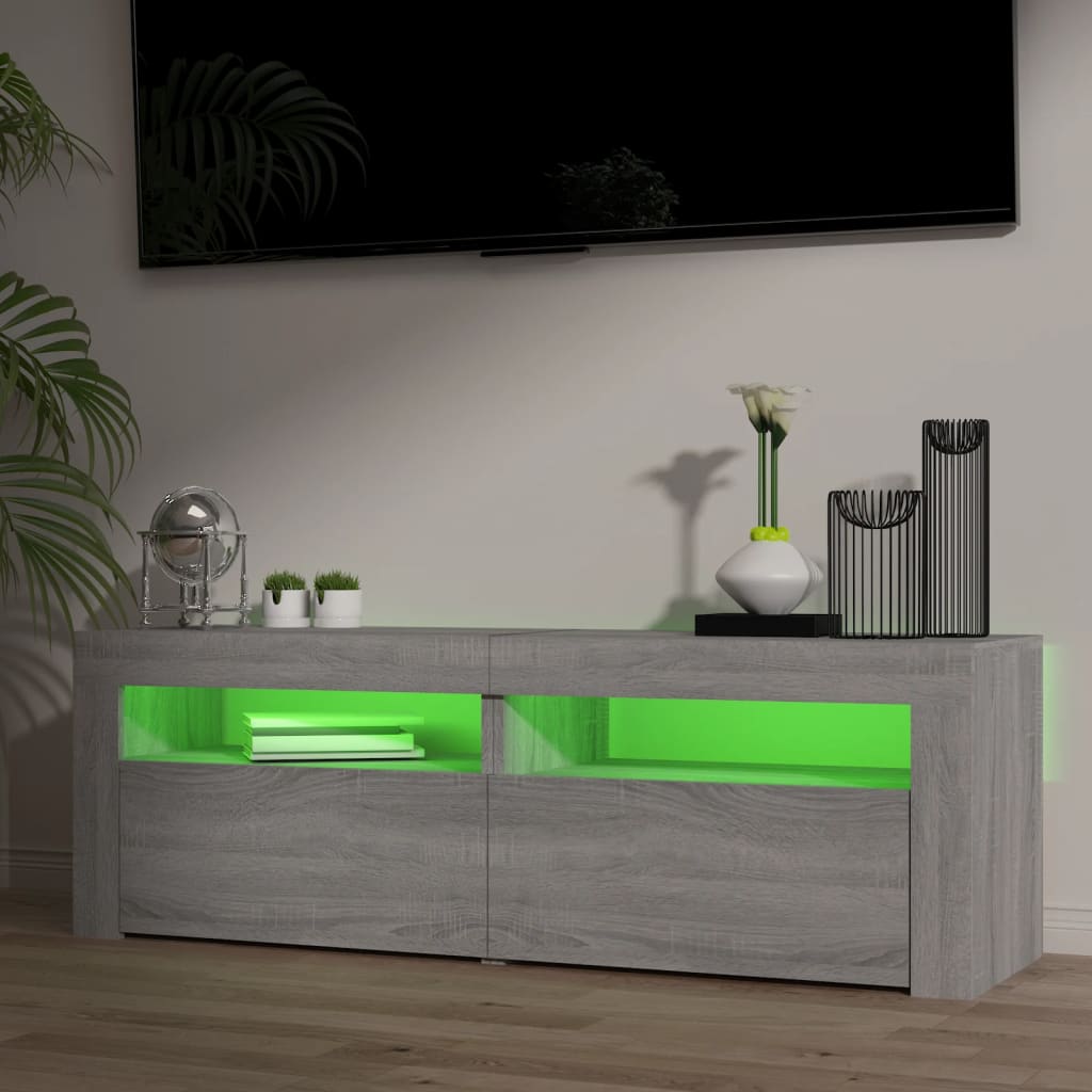 TV Cabinet with LED Lights Grey Sonoma 120x35x40 cm