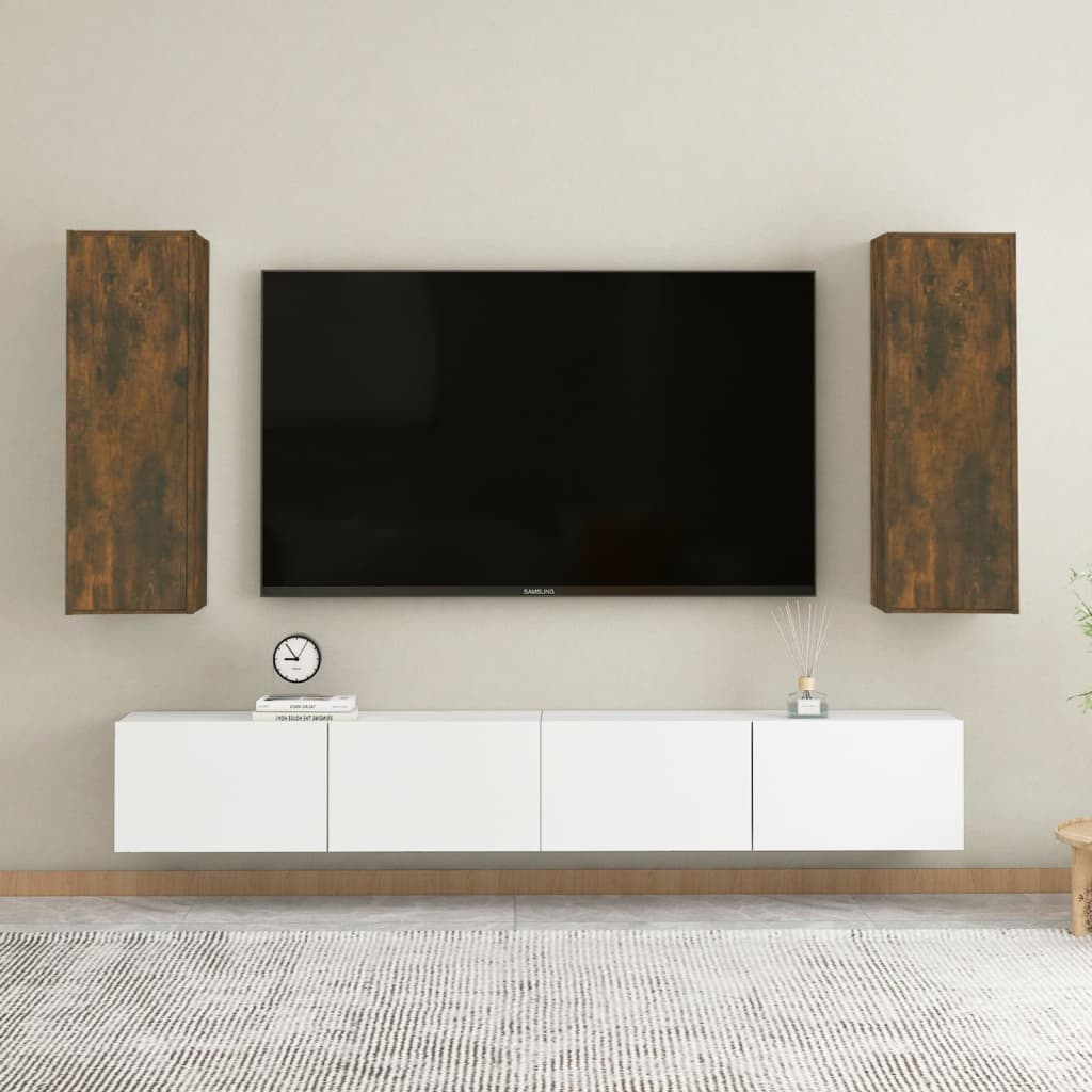 TV Cabinets 2 pcs Smoked Oak 30.5x30x90 cm Engineered Wood