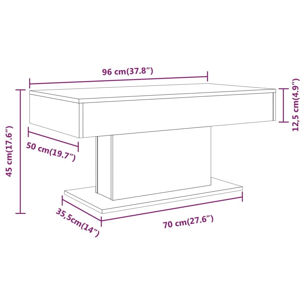 Coffee Table Smoked Oak 96x50x45 cm Engineered Wood