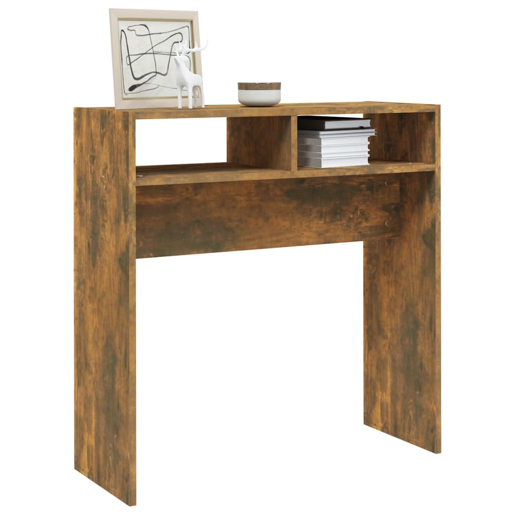 Smoked Oak Console Table - Engineered Wood, 78x30x80 cm