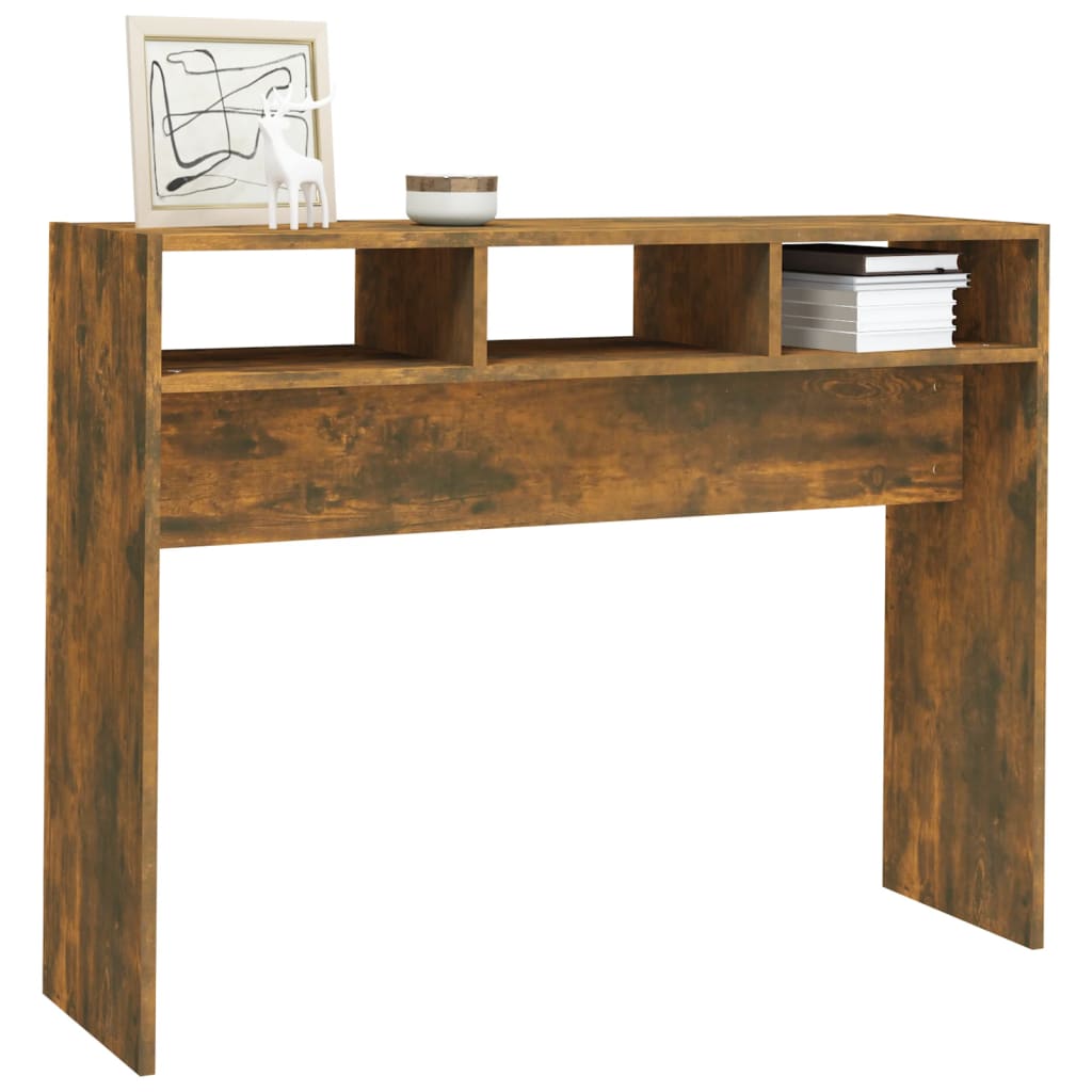 Smoked Oak Console Table - Engineered Wood, 105x30x80 cm