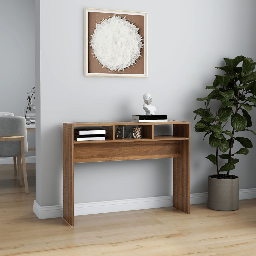 Brown Oak Console Table 105x30x80 cm - Engineered Wood