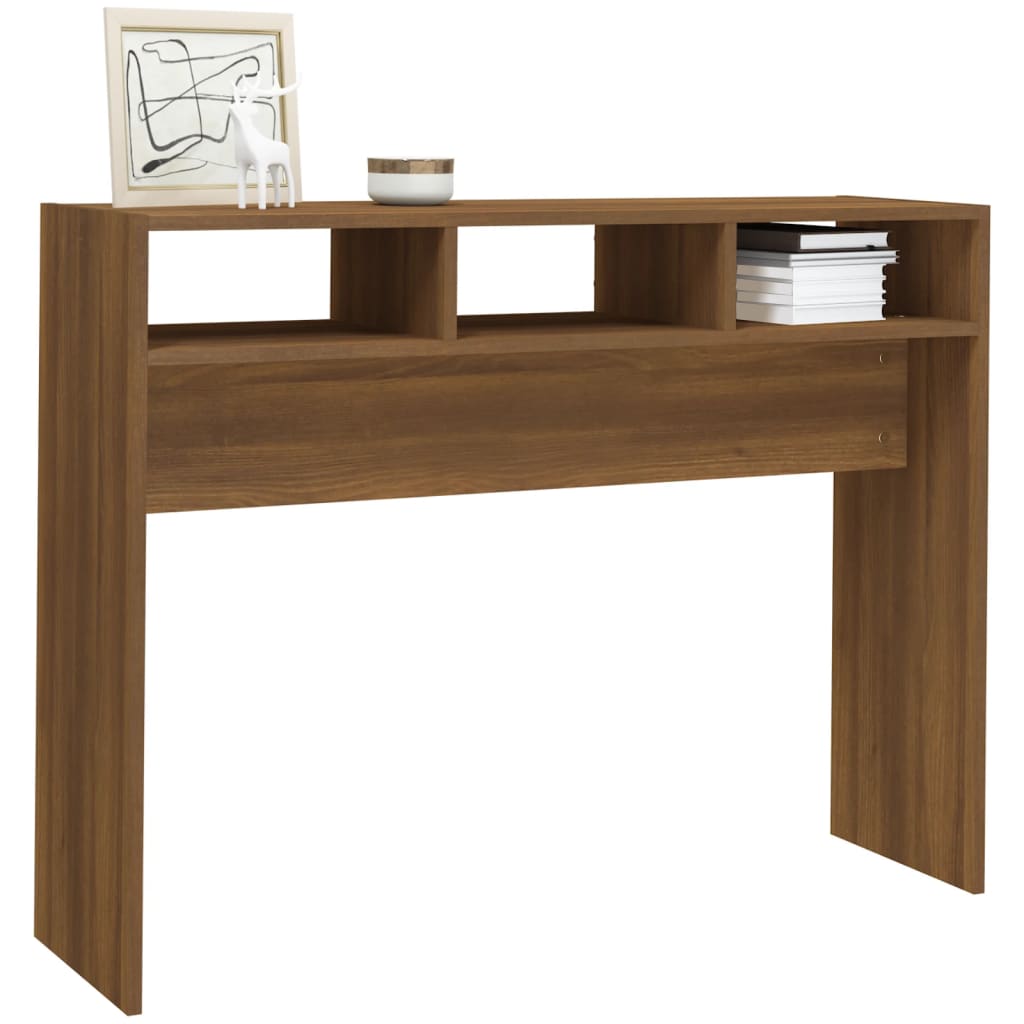 Brown Oak Console Table 105x30x80 cm - Engineered Wood