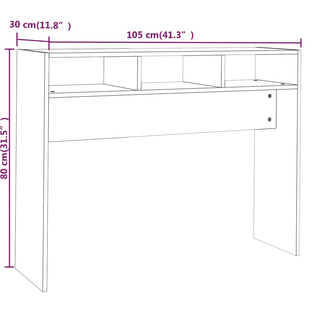 Brown Oak Console Table 105x30x80 cm - Engineered Wood