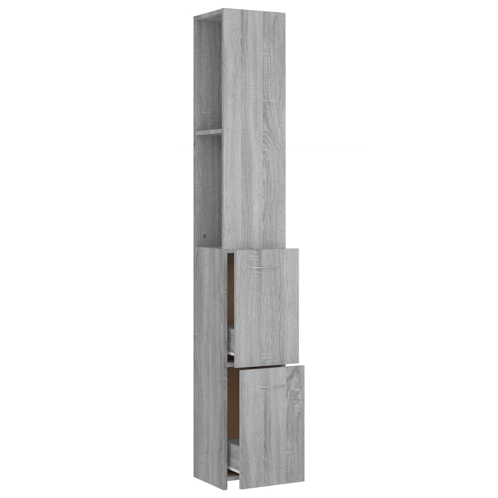 Grey Sonoma Tall Bathroom Cabinet - Engineered Wood, 25x26.5x170cm