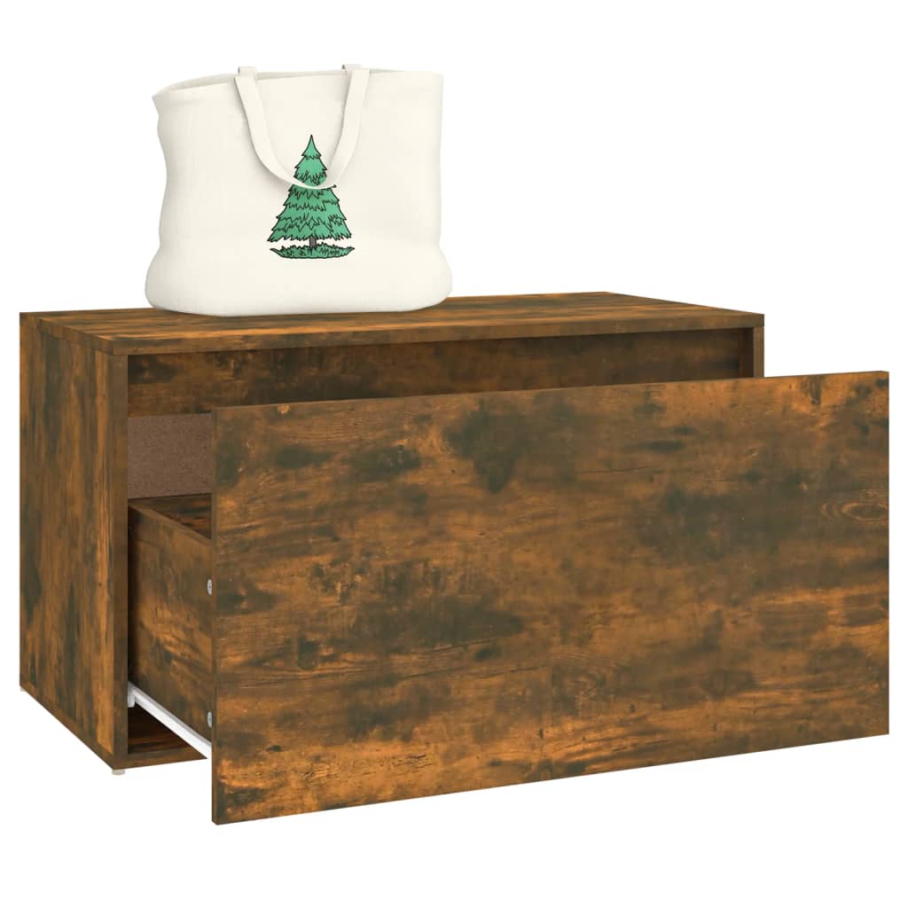 Smoked Oak Hall Bench 80x40x45 cm - Engineered Wood Elegance