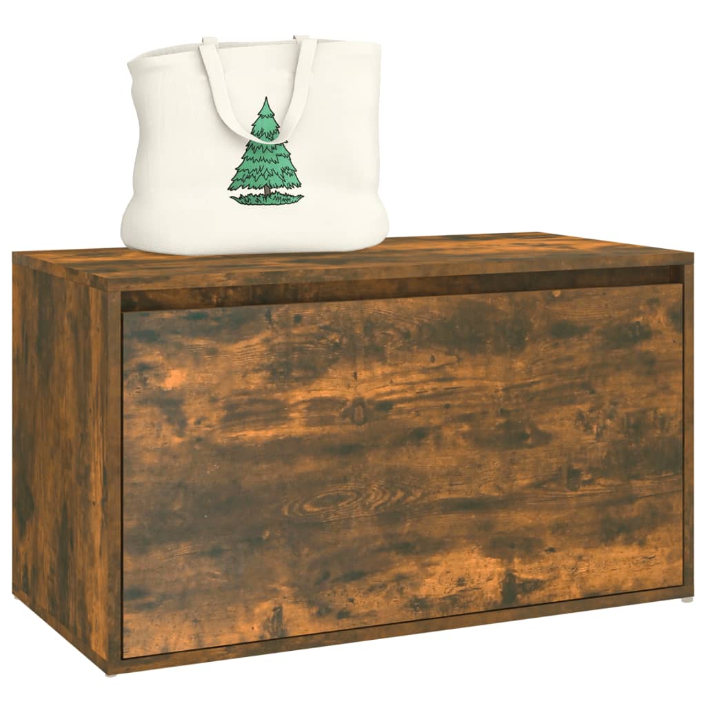 Smoked Oak Hall Bench 80x40x45 cm - Engineered Wood Elegance