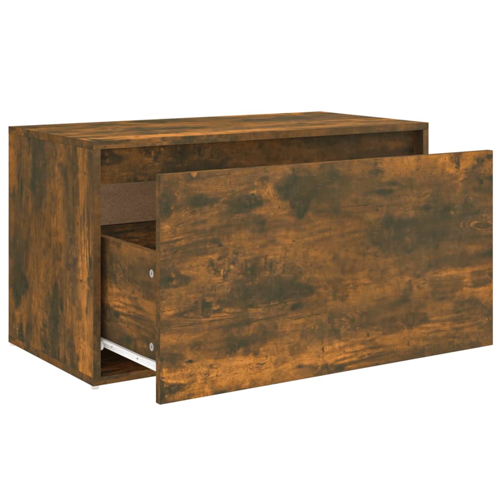Smoked Oak Hall Bench 80x40x45 cm - Engineered Wood Elegance
