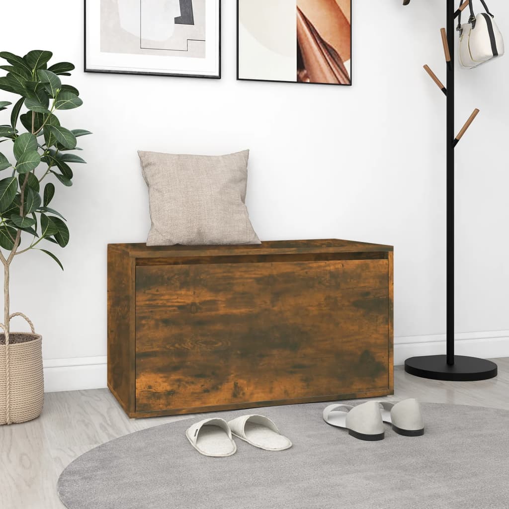 Smoked Oak Hall Bench 80x40x45 cm - Engineered Wood Elegance