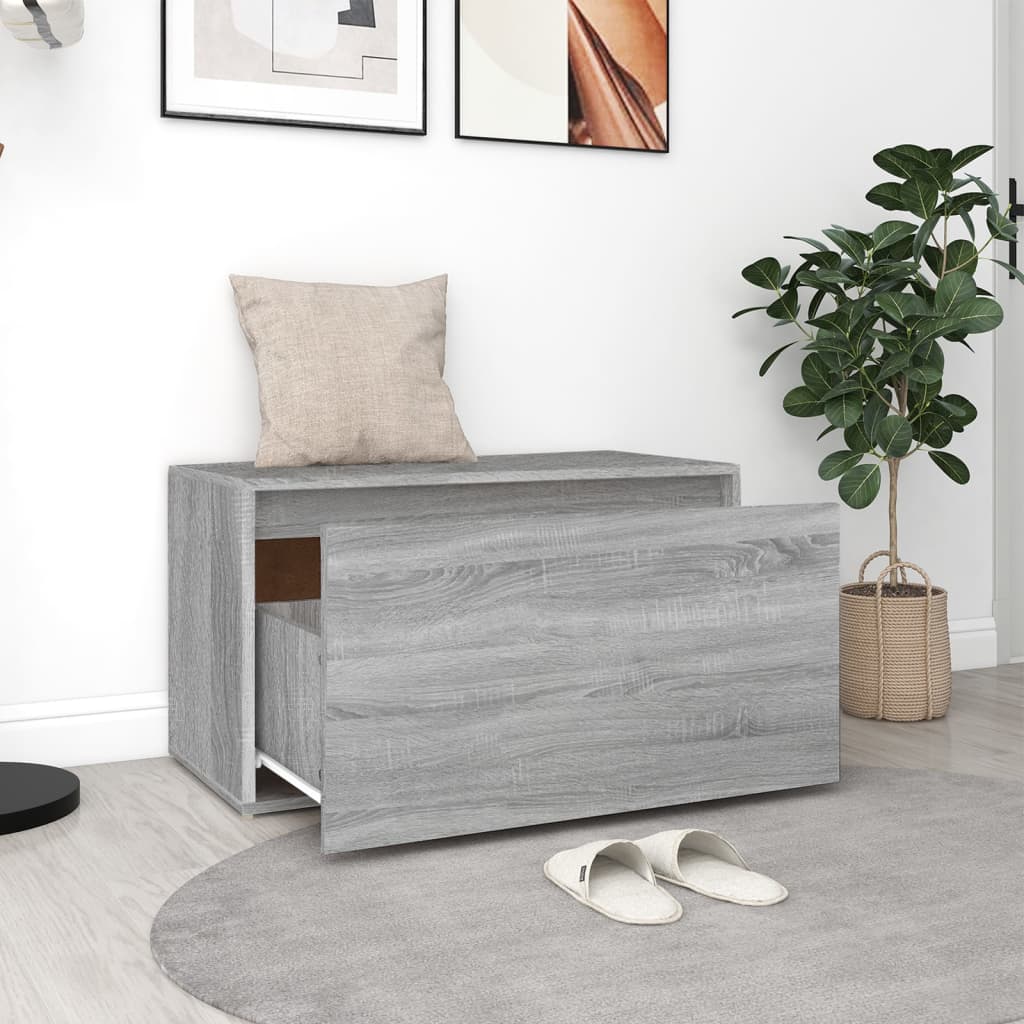 Grey Sonoma Hall Bench: 80x40x45 cm Engineered Wood