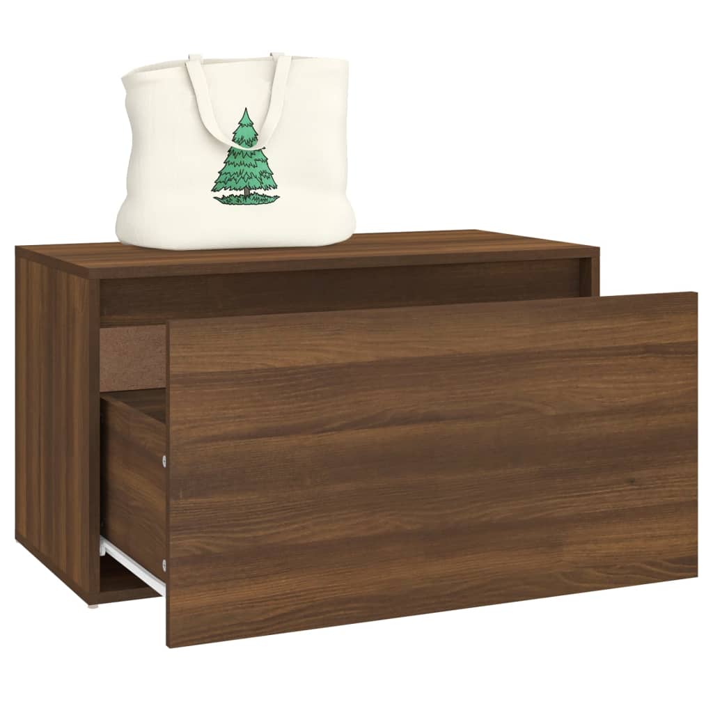 Brown Oak Hall Bench 80x40x45 cm | Engineered Wood Seating