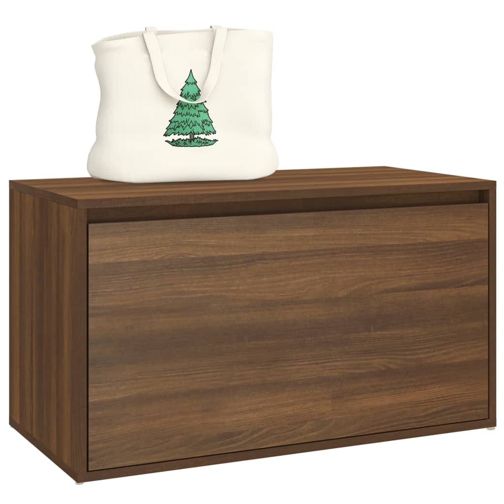 Brown Oak Hall Bench 80x40x45 cm | Engineered Wood Seating