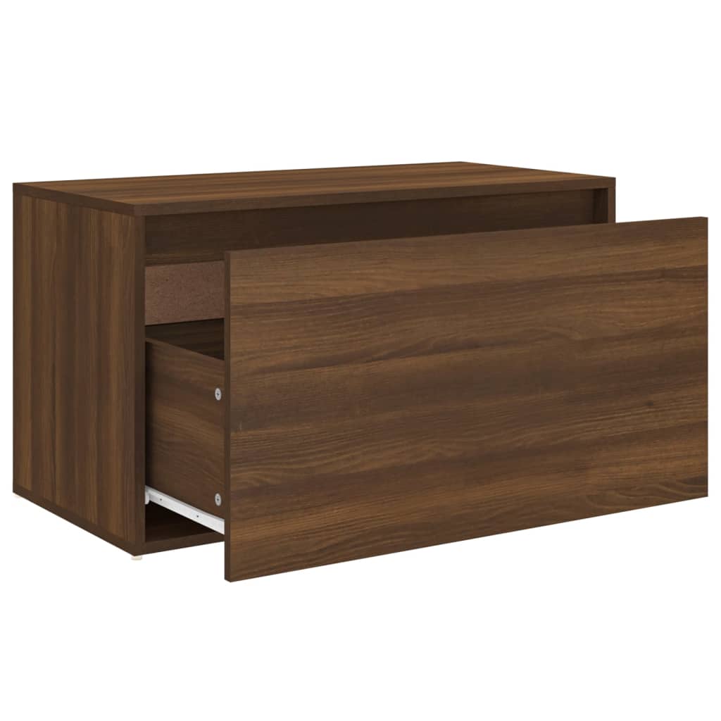 Brown Oak Hall Bench 80x40x45 cm | Engineered Wood Seating