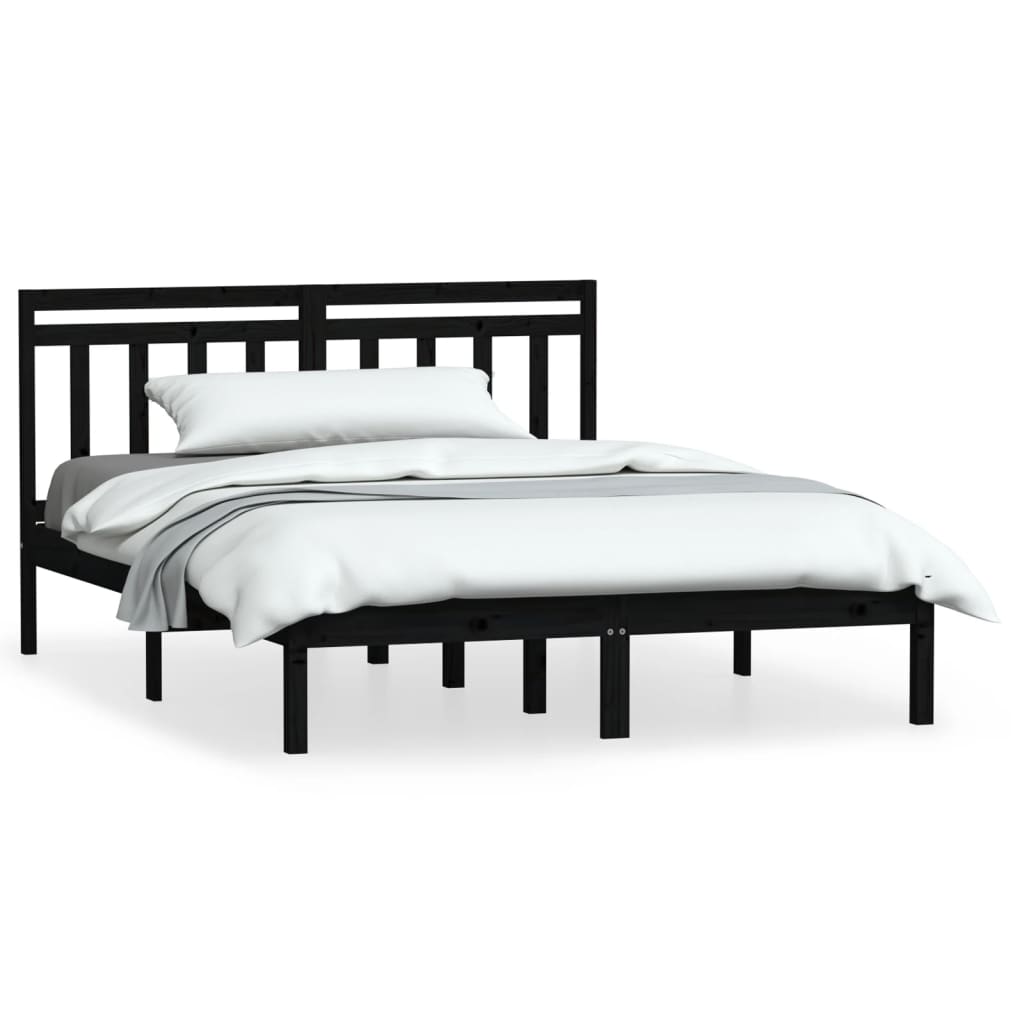 Black Solid Wood Bed Frame 140x190 cm - vidaXL (No Mattress)