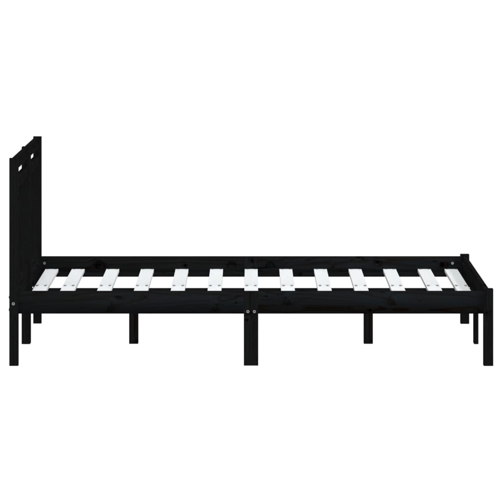 Black Solid Wood Bed Frame 140x190 cm - vidaXL (No Mattress)