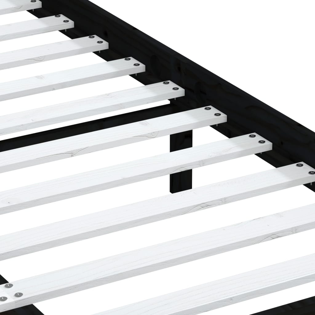 Black Solid Wood Bed Frame 140x190 cm - vidaXL (No Mattress)