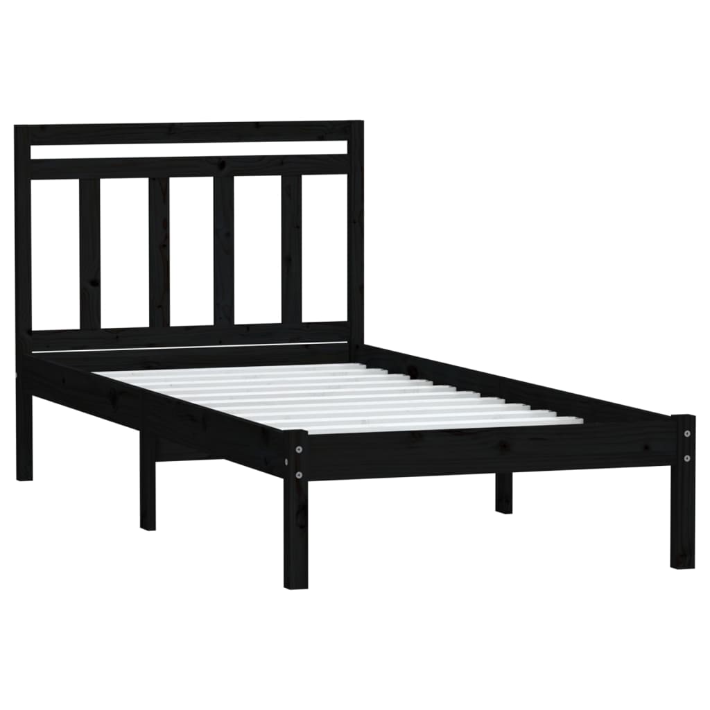 Black Solid Wood Bed Frame 100x200 cm - vidaXL (No Mattress)