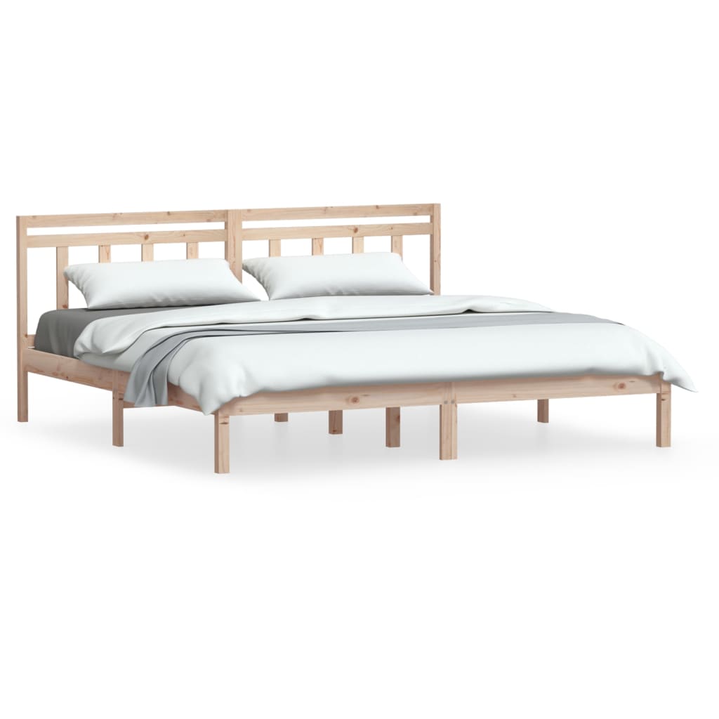 Solid Wood Bed Frame 200x200 cm - vidaXL, Natural Finish