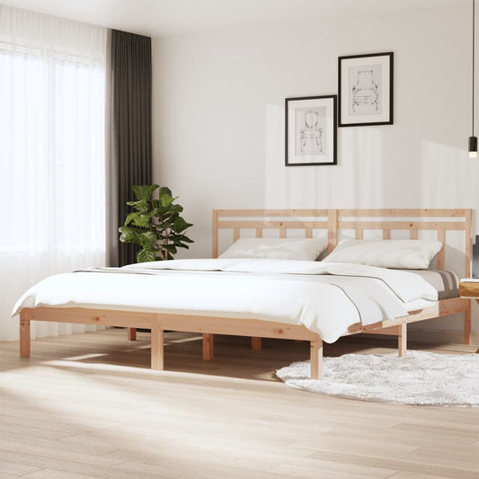 Solid Wood Bed Frame 200x200 cm - vidaXL, Natural Finish
