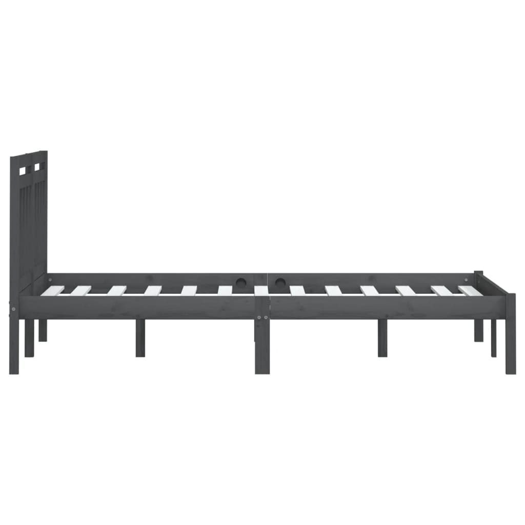 Grey Solid Wood Bed Frame 200x200 cm - vidaXL 3100611 (No Mattress)