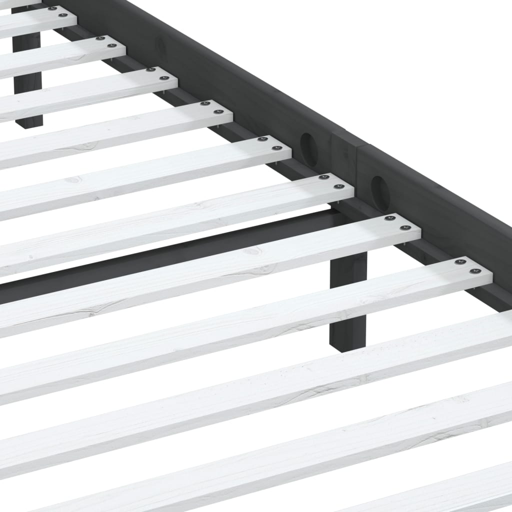 Grey Solid Wood Bed Frame 200x200 cm - vidaXL 3100611 (No Mattress)