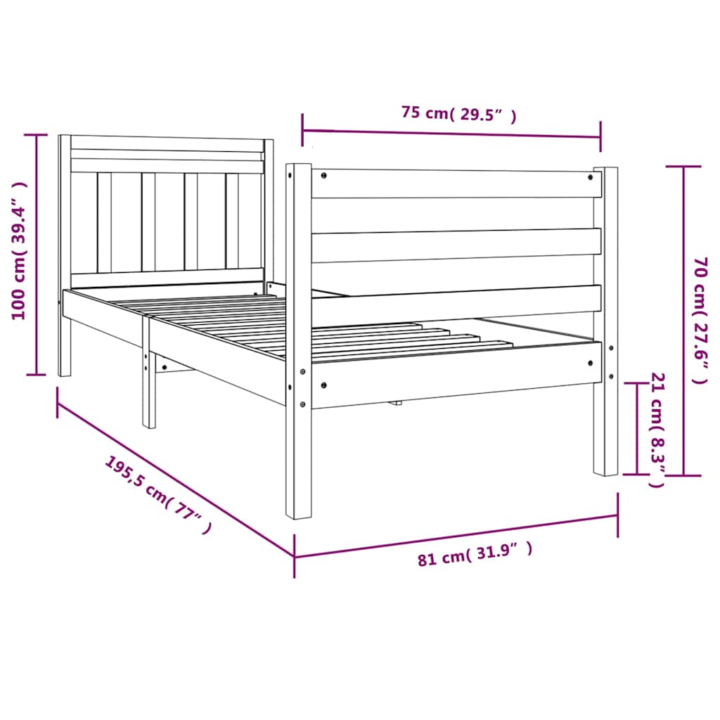 Solid Wood Small Single Bed Frame - Durable & Stylish Design