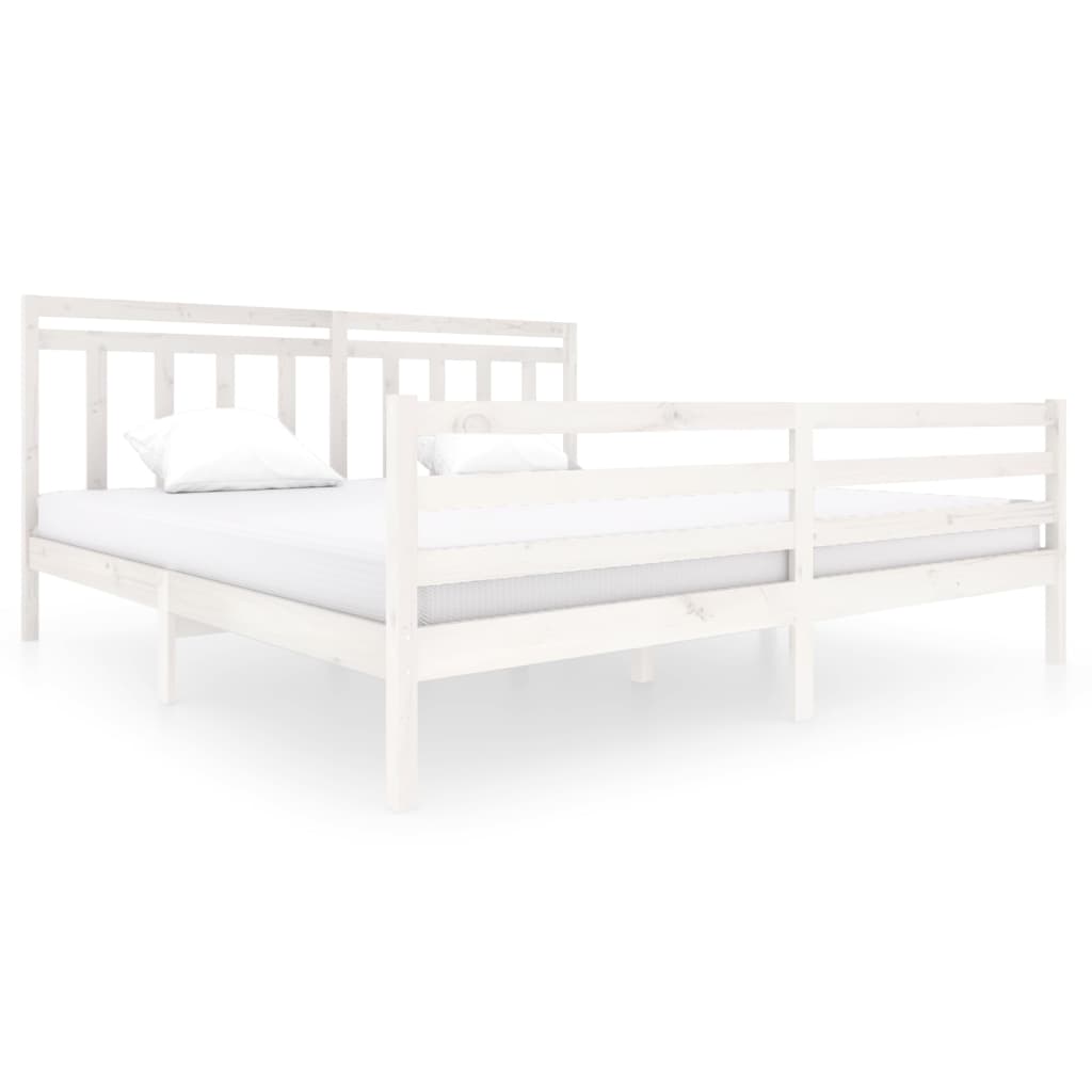 White Solid Wood Bed Frame 200x200 cm - vidaXL (Mattress Not Included)