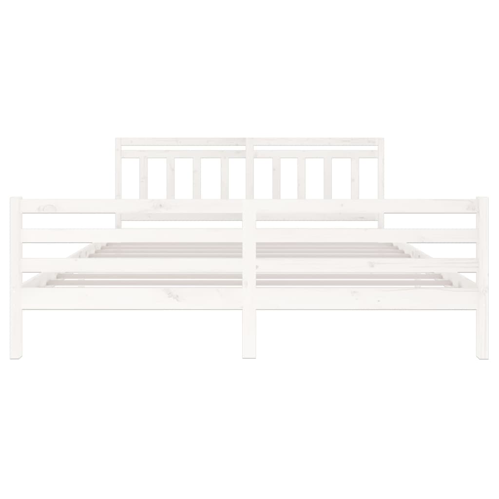 White Solid Wood Bed Frame 200x200 cm - vidaXL (Mattress Not Included)