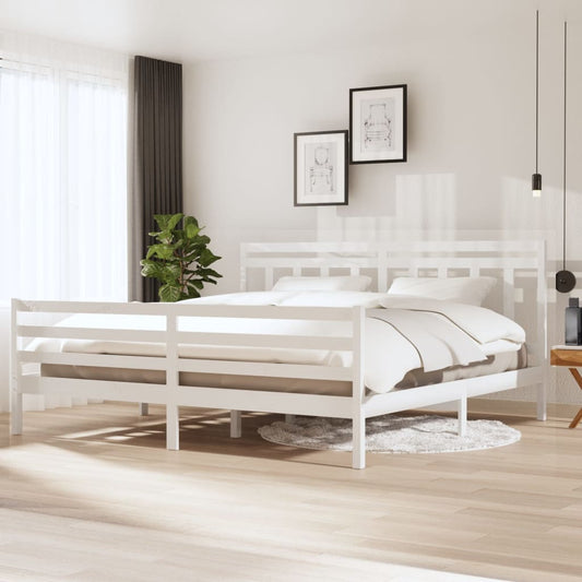 White Solid Wood Bed Frame 200x200 cm - vidaXL (Mattress Not Included)