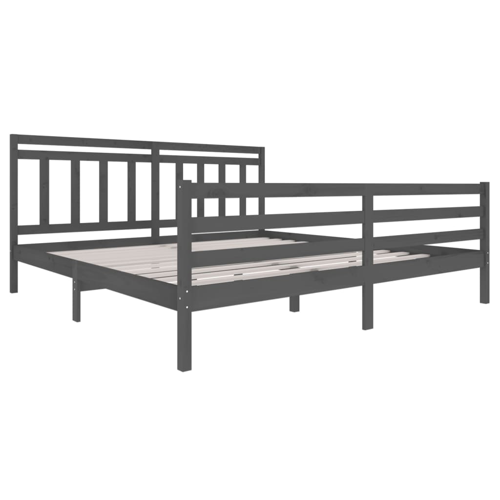Grey Solid Wood Bed Frame 200x200 cm - vidaXL 3100676