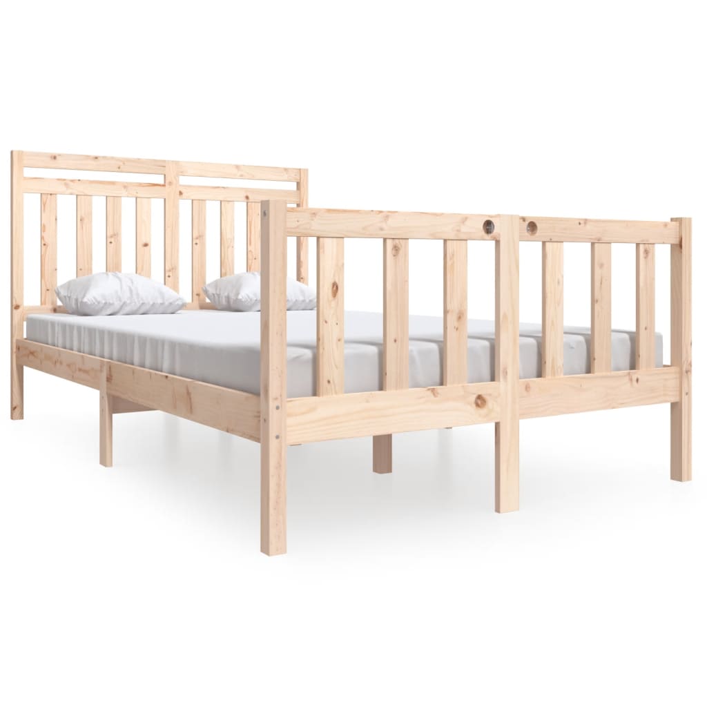 vidaXL Solid Wood Bed Frame 120x200 cm - Natural Finish